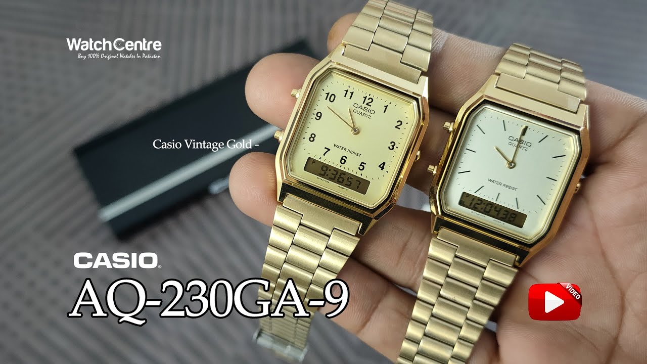 Casio Vintage Watch Gold Model AQ-230GA-9 Analog Digital Review & Comparison