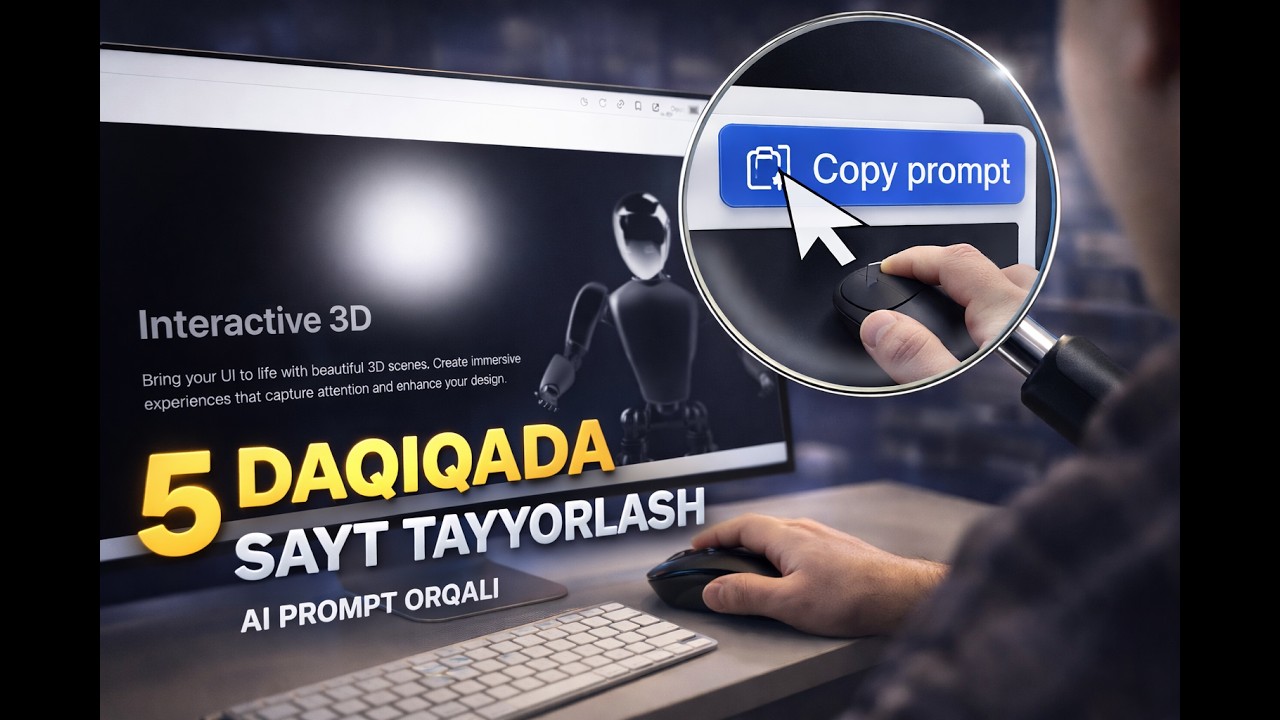 5 DAQIQADA SAYT YARATDIM 😳 | AI Prompt bilan Web Site qilish