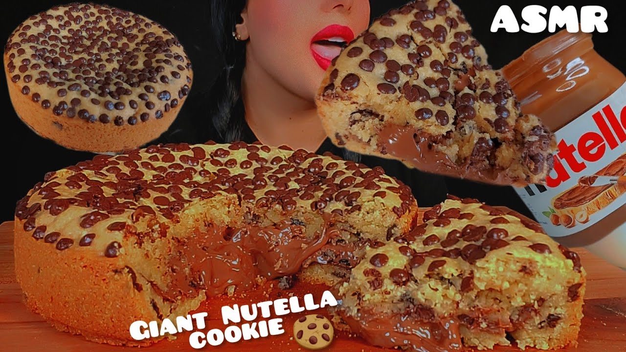 🍫🍪Nutella cookie pie with milk ASMR👅|목방 누텔라 거대 쿠키파이와 우유|eatingsounds🍪 Notalking 🐾