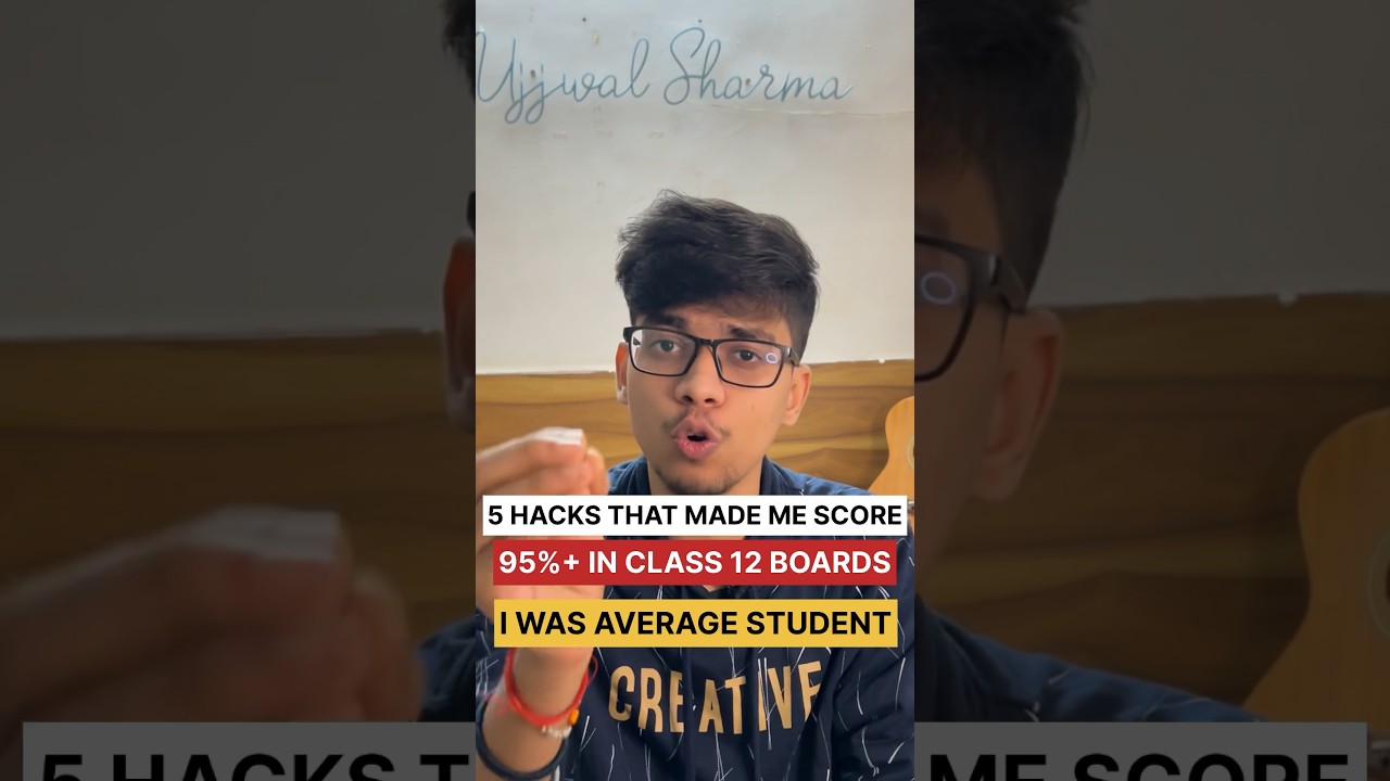 5 HACK THAT HELPED ME SCORE 95%+ in LAST 15 DAYS! CLASS 12 BOARD EXAM! BOARD EXAM 2024 #cbse #shorts