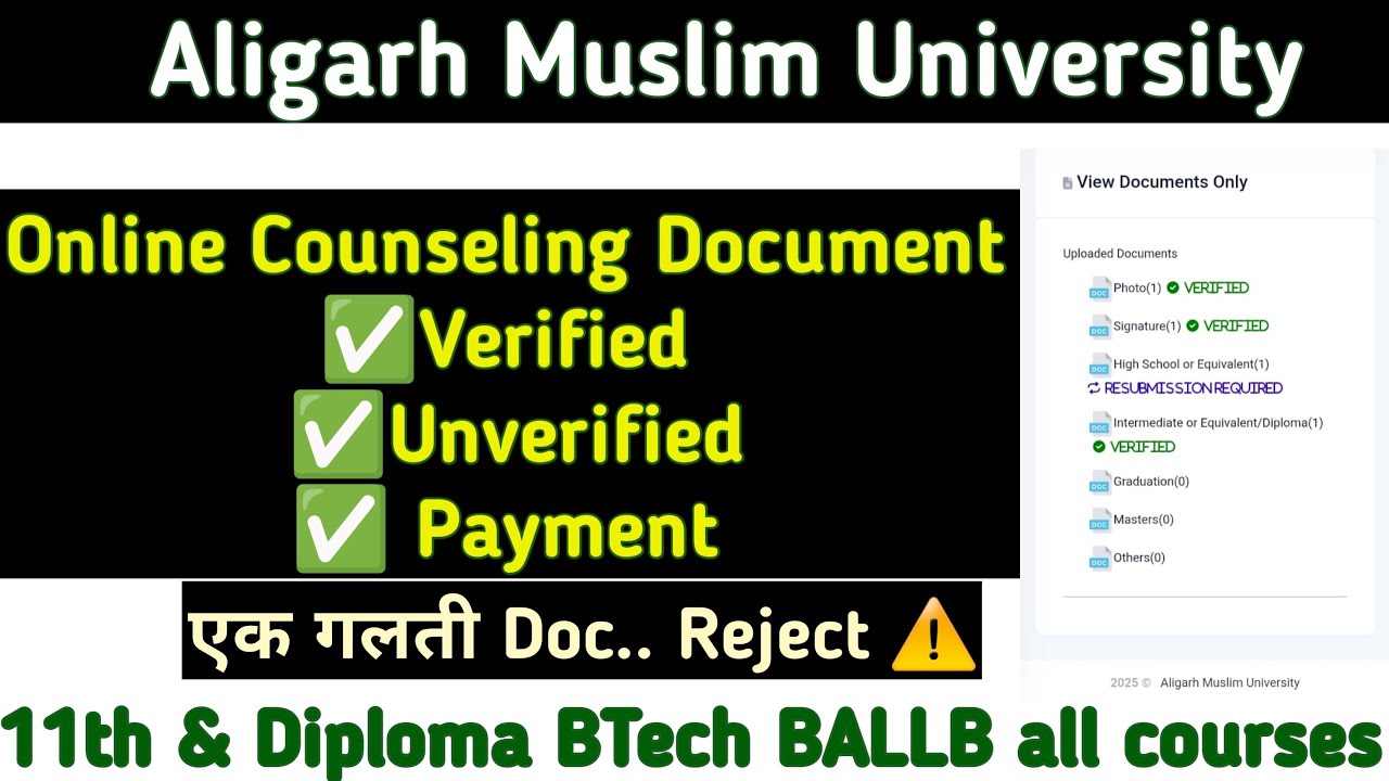 AMU Online Counseling date 2025 AMU Counseling process 2025 BA Hon BSC Bcom BTech BALLB all courses