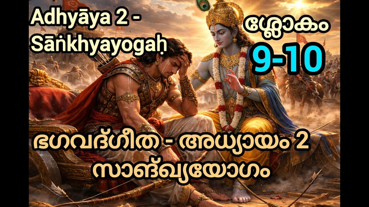 ഭഗവദ്ഗീത അദ്ധ്യായം 2  | ശ്ലോകം (9 ,10 )  | അർജുനന്റെ മൗനവും കൃഷ്ണന്റെ പുഞ്ചിരിയും