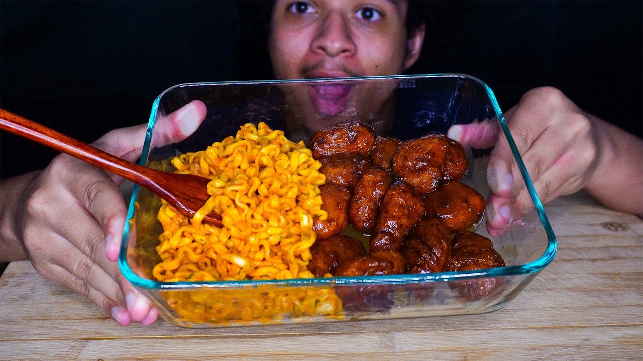 ASMR Buldak Ramen & Crispy Chicken (Eating Sounds)
