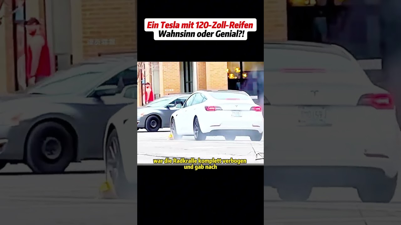 Ein Tesla mit 120-Zoll-Reifen &ndash; Wahnsinn oder Genial?! #TeslaExperiment #Riesenreifen #AutoTest