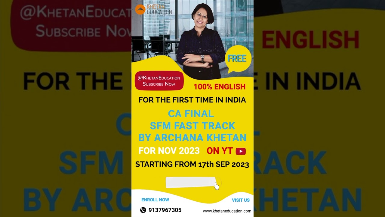 100% English CA Final SFM Fast Track for November 23 | ARCHANA KHETAN  @caaarishkhan4714 @AldineHO ​