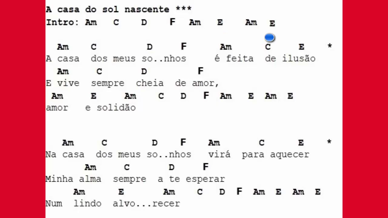 a casa do sol nascente... dedilhado 6 ... prof.  Jaime Toledo