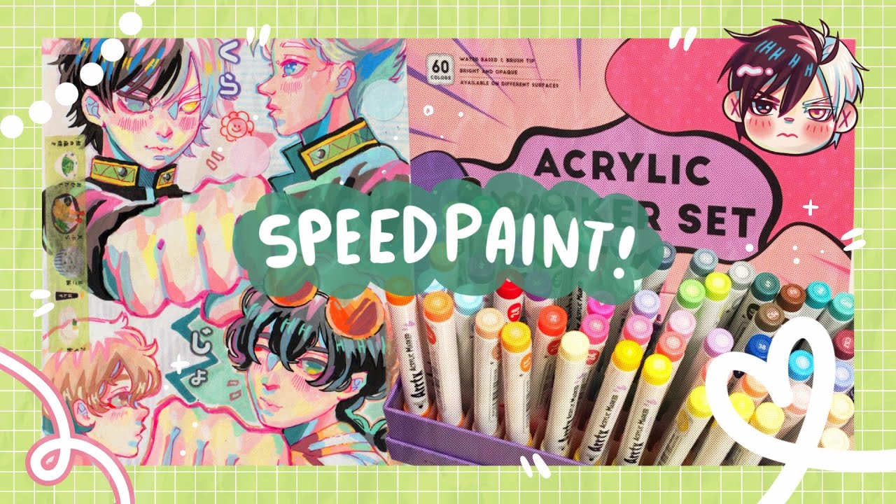 🌸Trying ARRTX 60 Acrylic Marker Set!/ Drawing Wind Breaker/ Acrylic Markers Speedpaint🍙