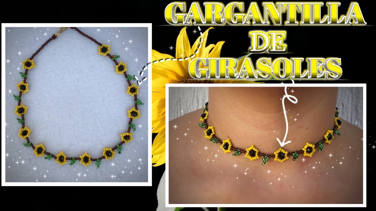 🌻GARGANTILLA DE GIRASOLES SENCILLA CON MOSTACILLA / DIY/ TUTORIAL / (facil de realizar)