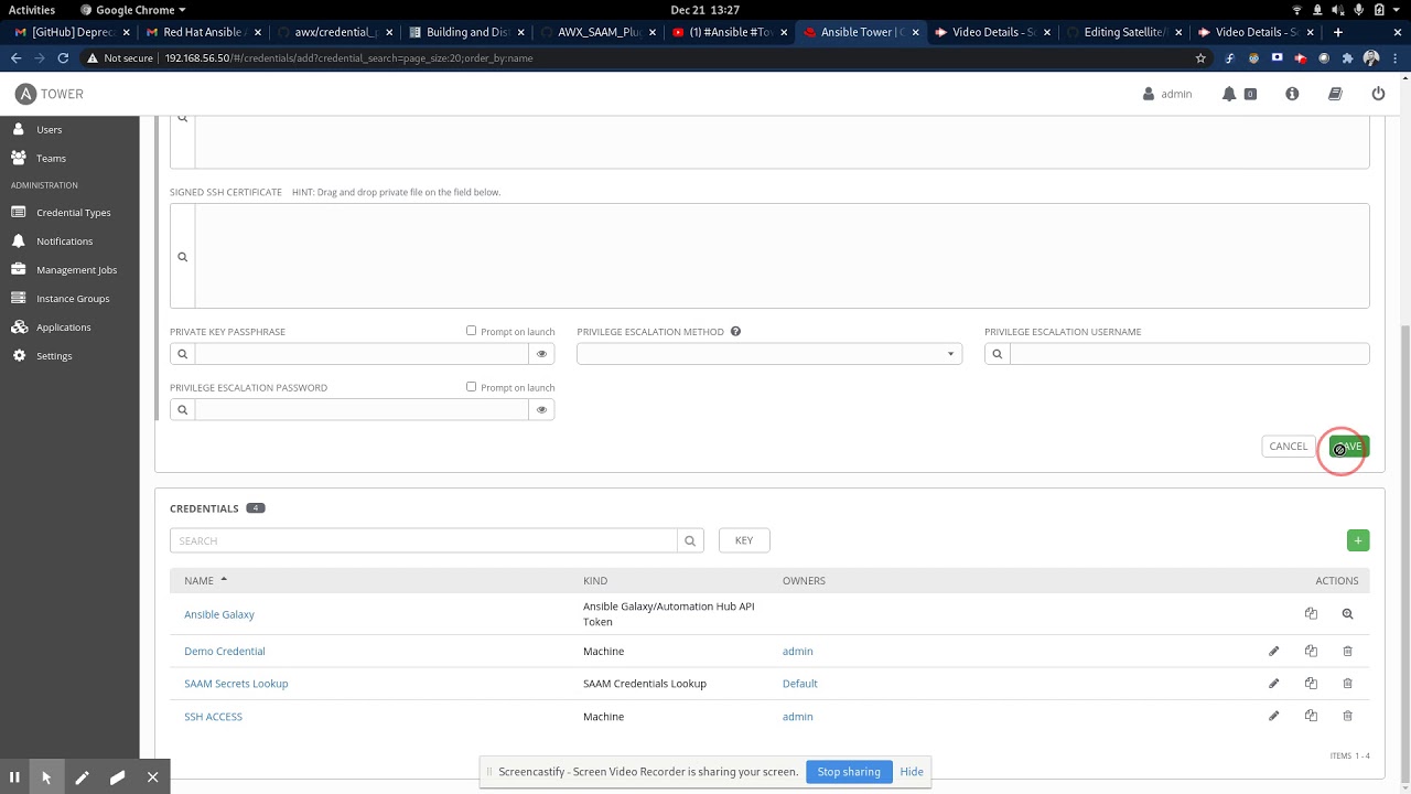 #Ansible Tower #AWX #Creating credentials from #Lookup #plugin