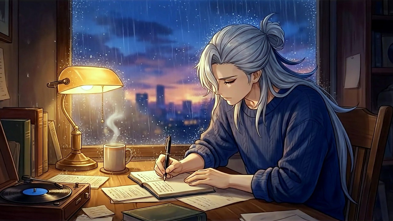 Neuvillette lofi 🌧️ Rainy study music for deep focus & productivity