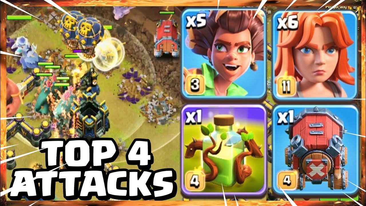 ТОП 4 АТАКИ 🔥 ROOT RIDER VALKYRIE + RC CHARGE ❗ Стратегия атаки TH17