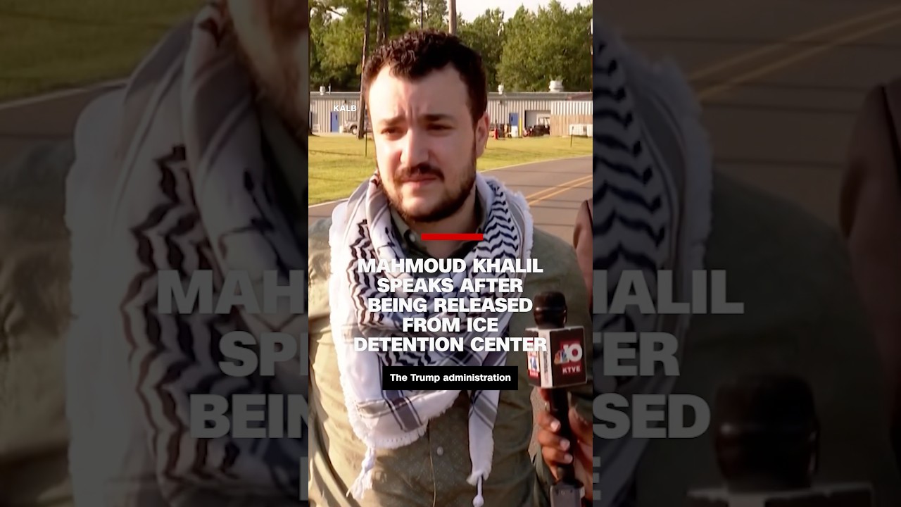 Mahmoud Khalil speaks after being released from ICE detention center