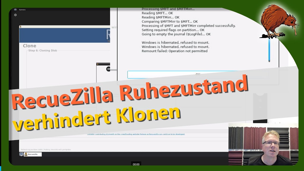 RescueZilla: Ruhezustand verhindert Klonen der Festplatte