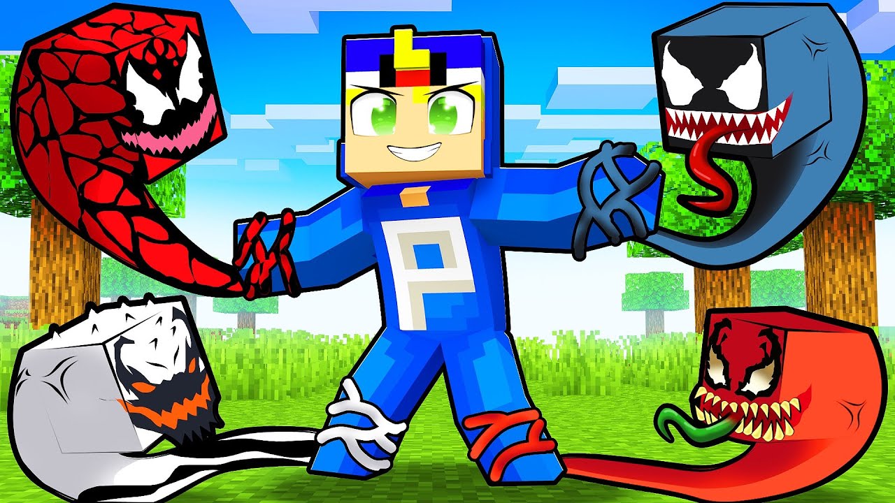 O GAROTO com TODOS os SIMBIONTES do VENOM no Minecraft