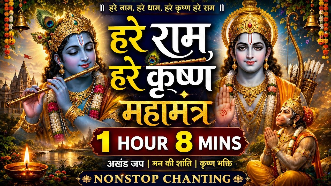 हरे राम हरे राम🙏हरे कृष्ण हरे कृष्ण 🙏 | 1 Hour Loop Bhajan | Krishna Naam Jap | Peaceful Meditation