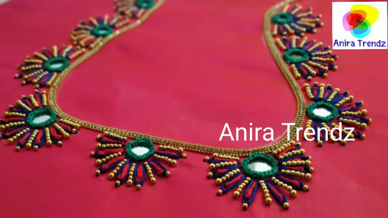 Hand Embroidery on Stitched / Unstitched Blouse Tutorial - Mirror work