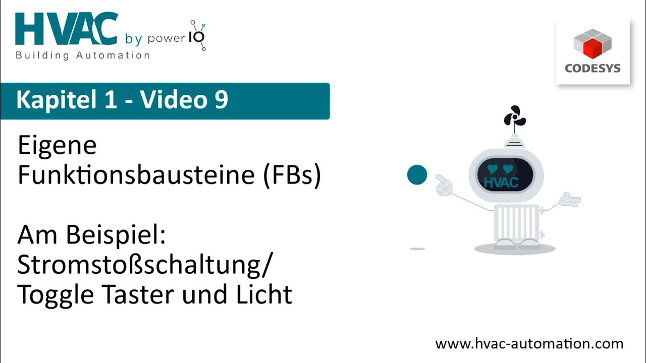 1.9 - HVAC Automation CODESYS: Eigene Funktionsbausteine (FBs) bauen –  Taster Funktion für Licht