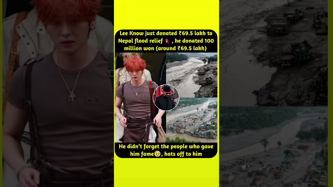 Lee Know just donated ₹69.5 lakh to Nepal flood relief 🇳🇵❤️Stray Kids member Lee Know has reportedly