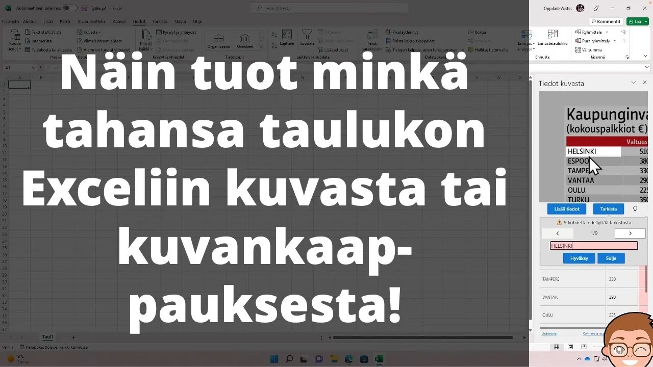 Näin tuot minkä tahansa taulukon Exceliin kuvasta tai kuvankaappauksesta!