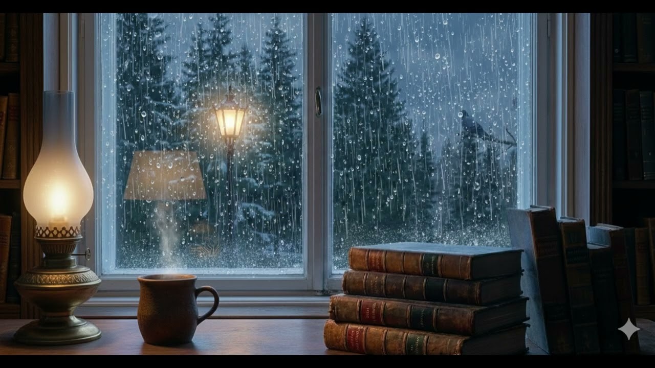Looking out the window of your cosy cottage to a beautiful crisp woodland