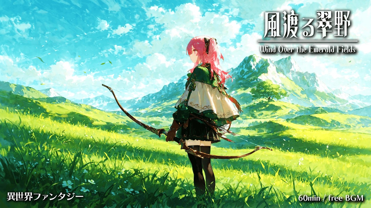 【Isekai Fantasy Music】Wind Over the Emerald Fields【Free BGM / 60min】