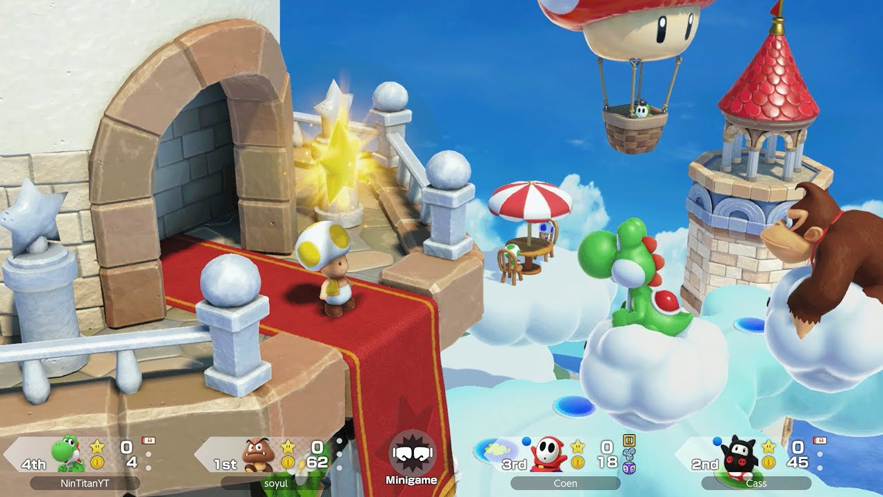 Super Mario Party Jamboree - Yoshi vs Ninji vs Shy Guy vs Goomba - Mario's Rainbow Castle