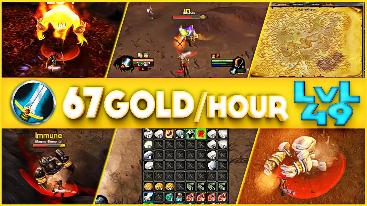 Classic WoW - 67 Gold/Hour at LVL 49 - 1 Hour with Frost.