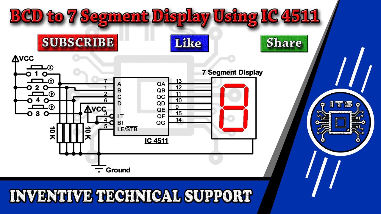 BCD to 7 Segment Diisplay Decoder Using IC 4511 Circuit by INVENTIVE TECHNICAL SUPPORT