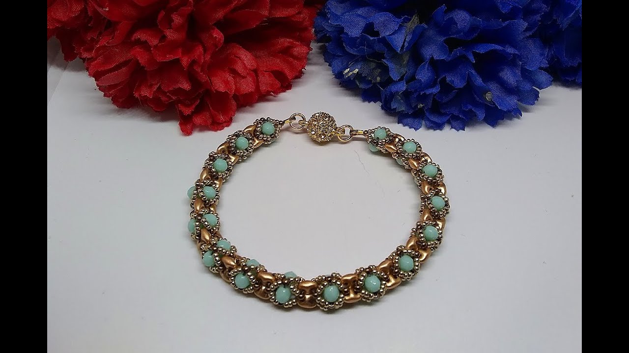 Netting Bracelet Tutorial With Superduo Beads and 4mm Round Beads