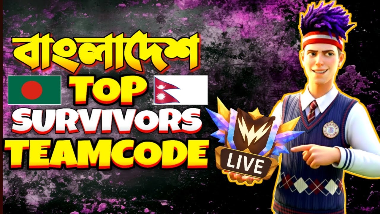 TEAMCODE with SURVIVORS  #shootervai #freefire #rankpush #guildtest #custom #teamcode