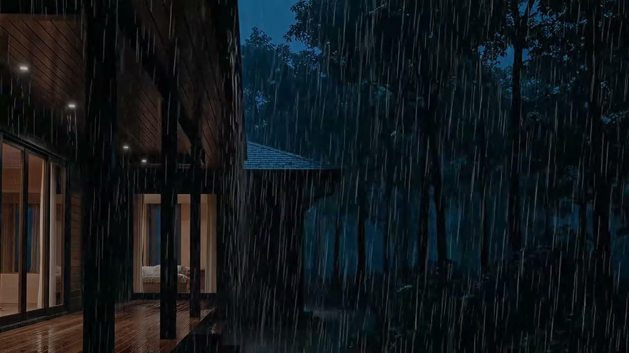 Midnight Forest Rain Storm | Dark Wood House Sleep Aid [No Music]