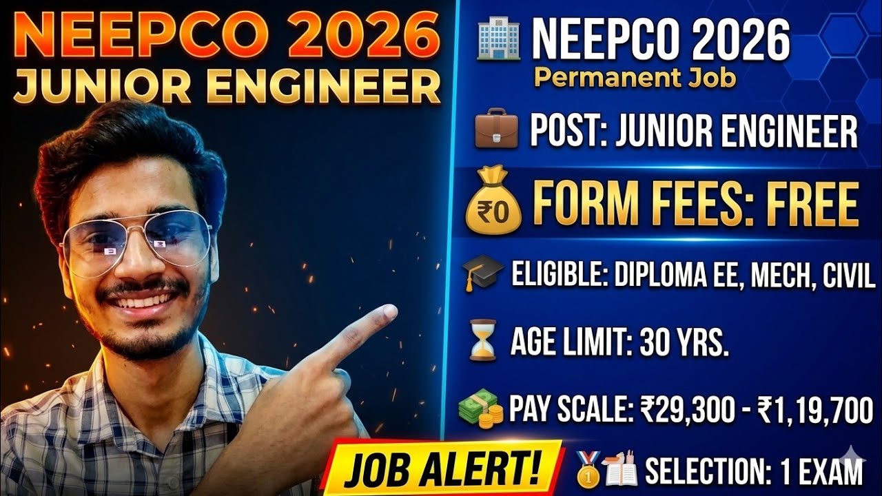 NEEPCO Recruitment 2026 | Junior Engineer | Permanent Job | No Fees! 💸#NEEPCO2026 #JuniorEngineer