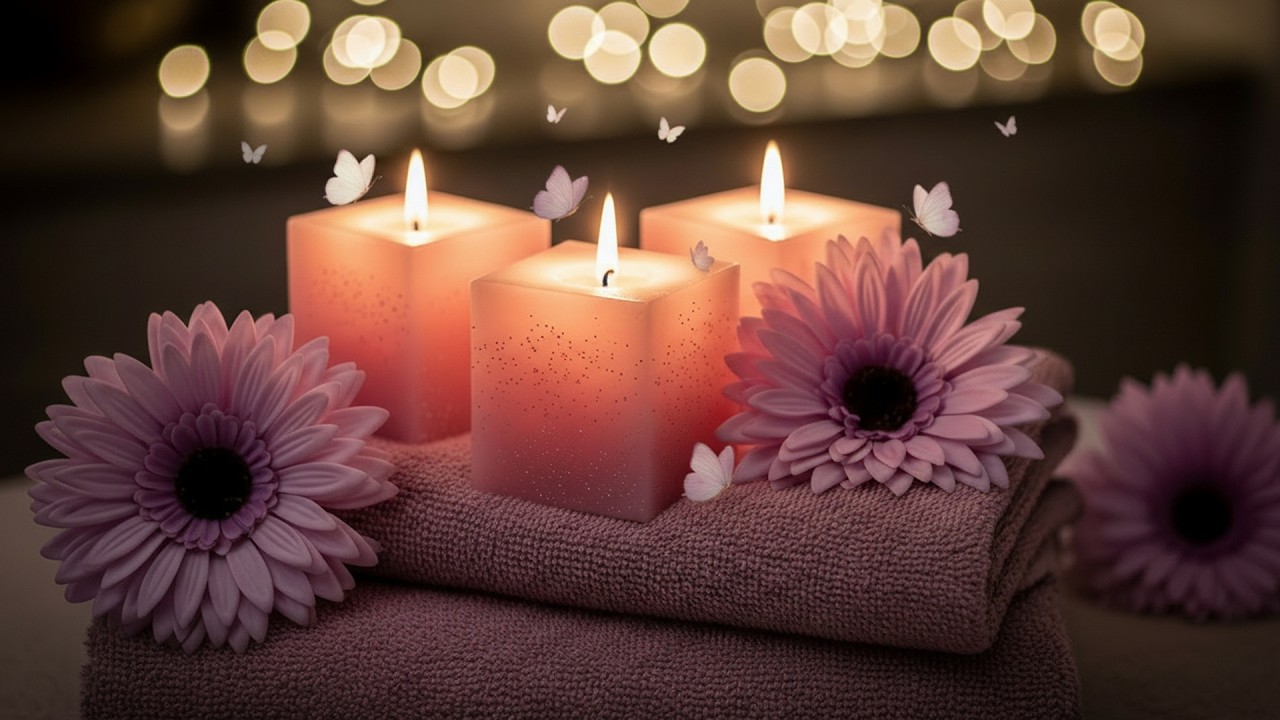 Warm Candle & Flower Serenity 🌺 Relaxing Music for Sleep, Calm Mind and Beautiful Dreams
