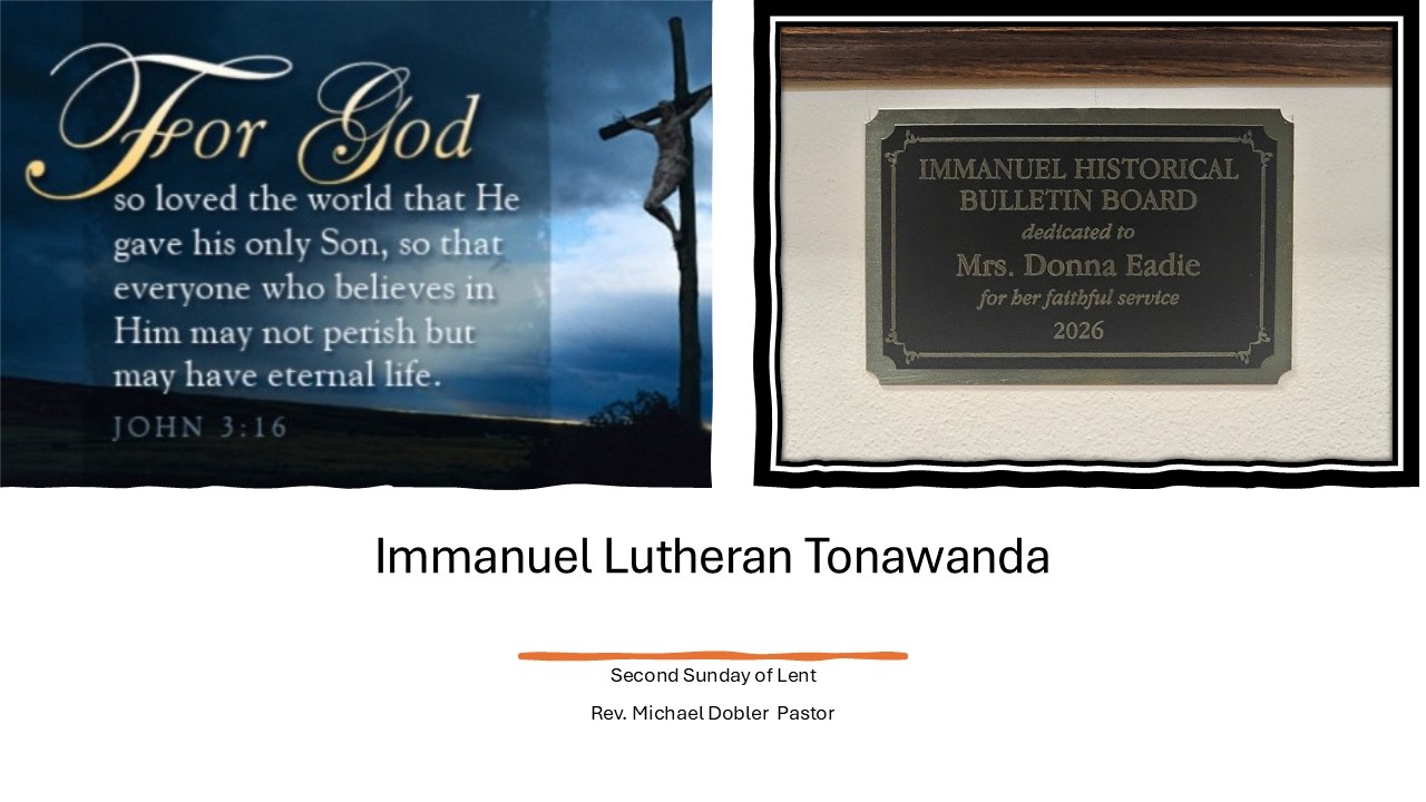 Immanuel Lutheran Tonawanda Second Sunday of Lent