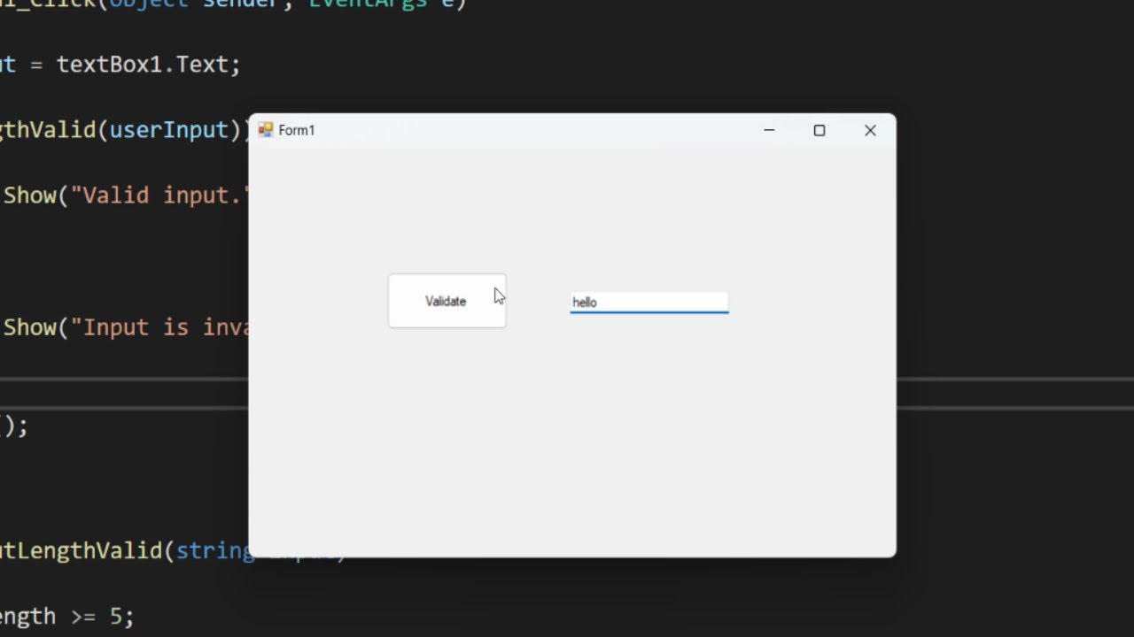 Как получить введенные пользователем данные из текстового поля и проверить их с помощью C# (простой)