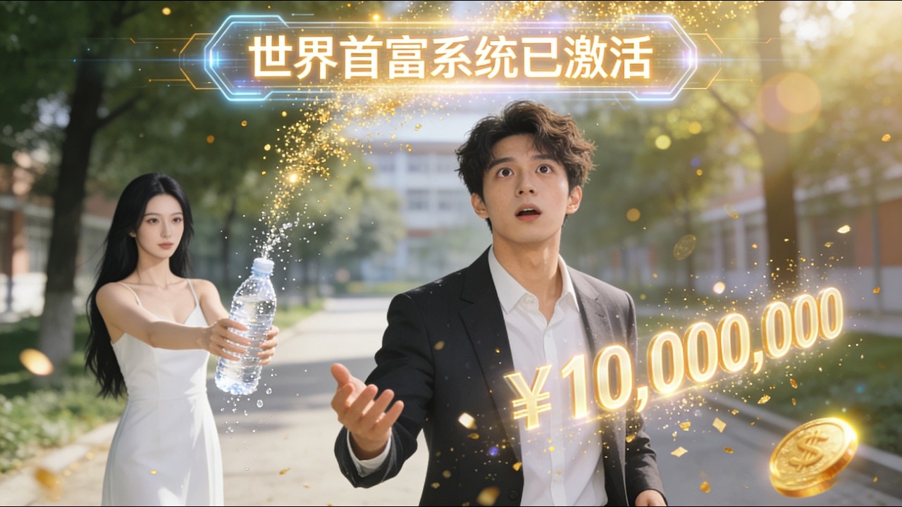 窮小子啟動神豪系統，花1元竟讓高冷女神上門送水，才知遊戲成真。#短劇全集 #短劇推薦 #系统