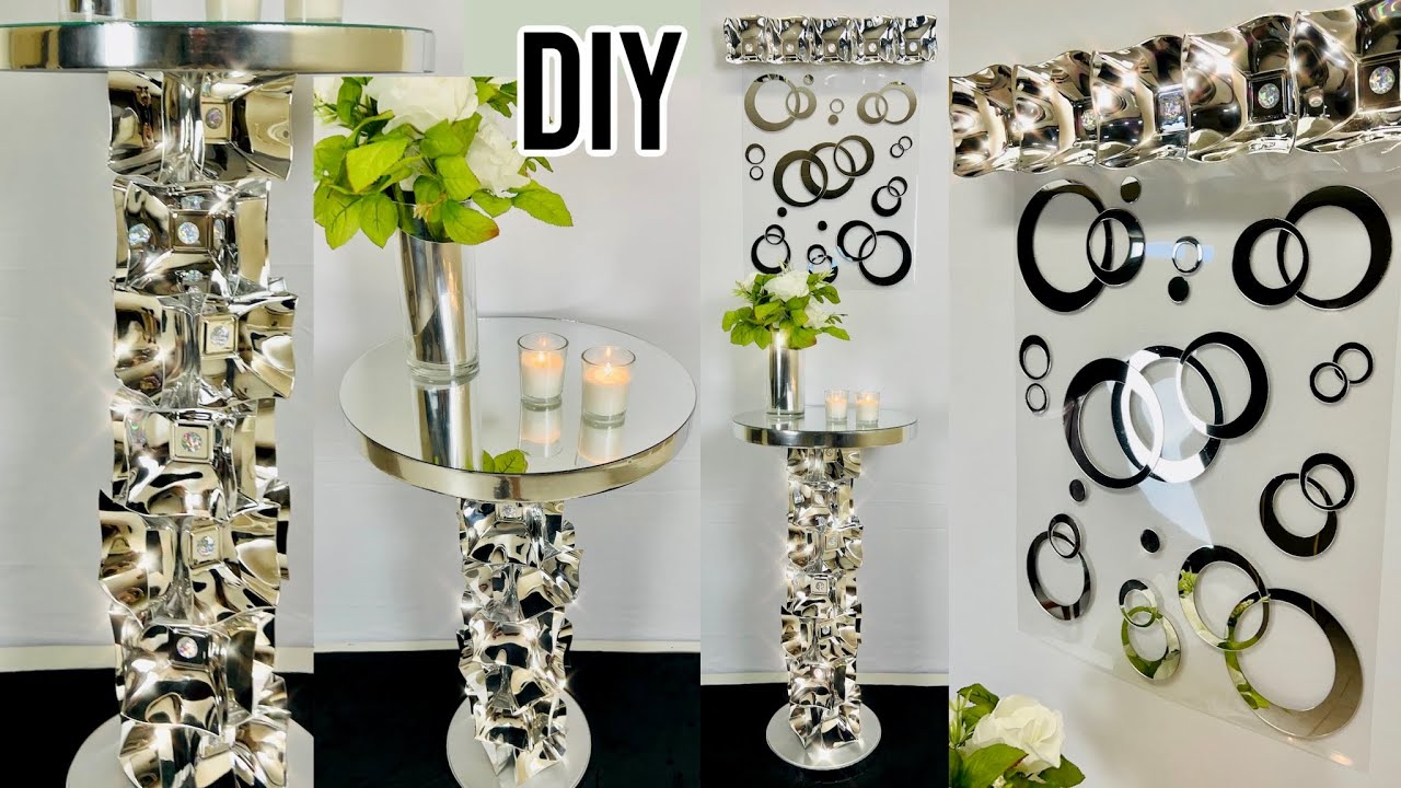 DIY Tall Side/Entryway Table & Mirror Wall Art | Using Dollar Tree Metallic Bowls | Home Decor 2022