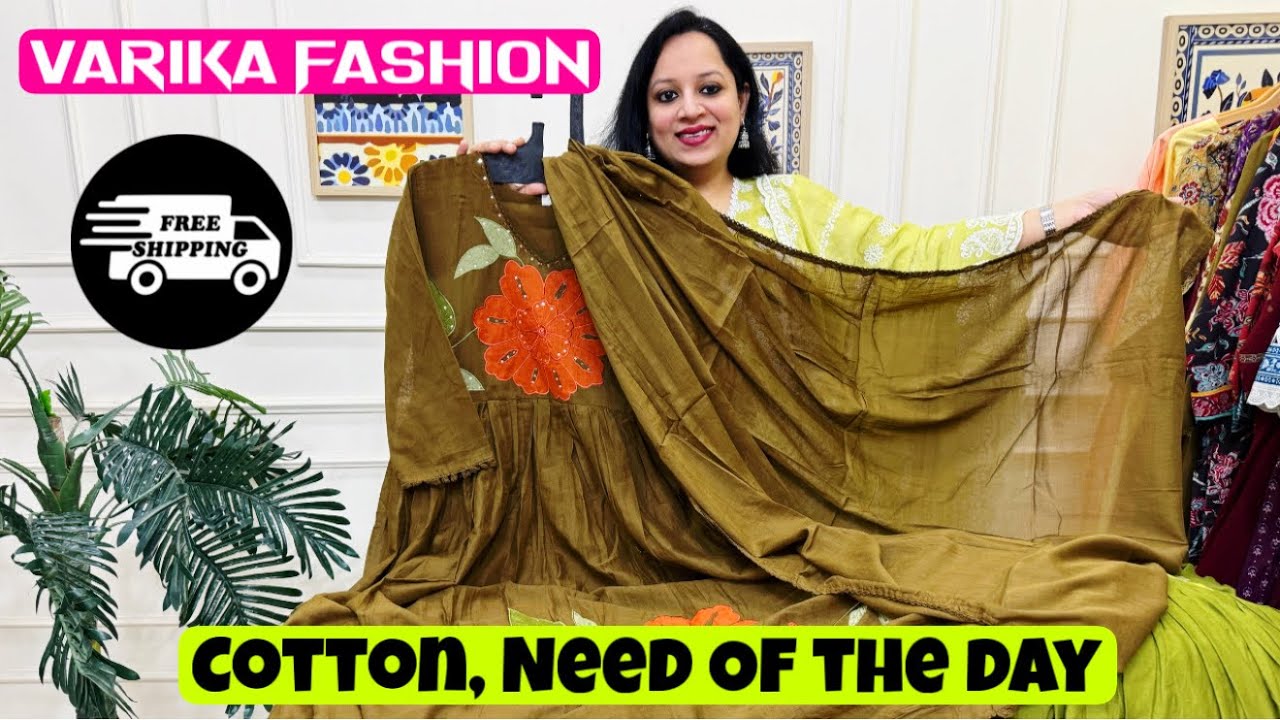 Mind Blowing Cotton Straight, A Line & Anarkali Suits, Kurtis at Varika Fashion. Free Shipping