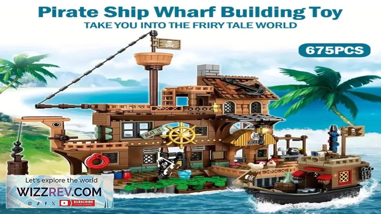 Pirate Ship Wharf Building Toy 675PCS Medieval Pirate's House Building Block Set