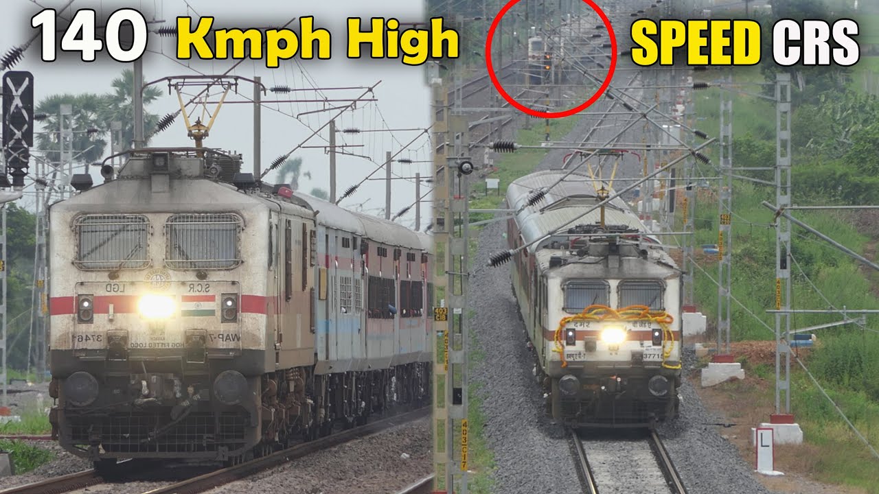 140 Kmph High SPEED Test Trail | HIGH Speed CRS Inspection of New 3rd Line | Train Videos | I R