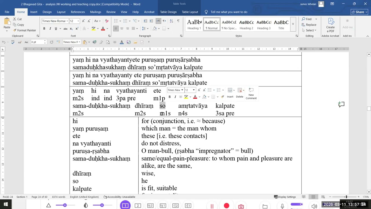 Wed 11 Mar 2026 Sanskrit class