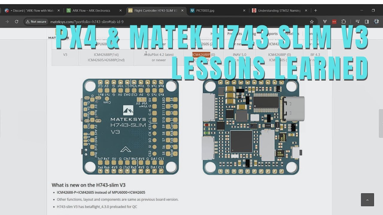 PX4 with Matek H743 Slim Bootloader, Firmware, and UAVCAN with ARK FLow