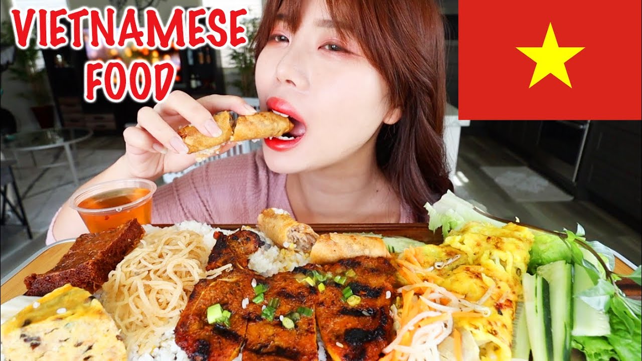VIETNAMESE FOOD MUKBANG 먹방 Com Tam Dac Biet (Broken Rice Dish), Banh Xeo (Viet Pancake), Nuoc Mam