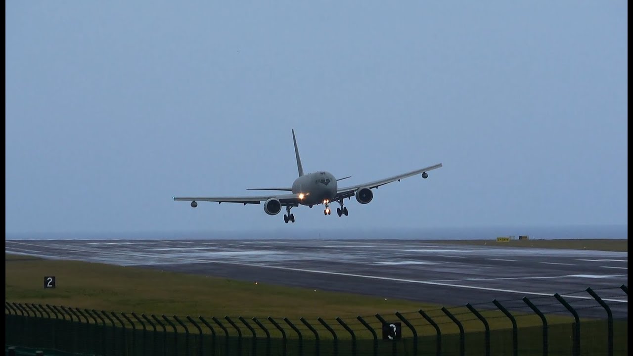Italian Air Force Facing Crosswinds and Rain at Lajes Terceira Island Azores