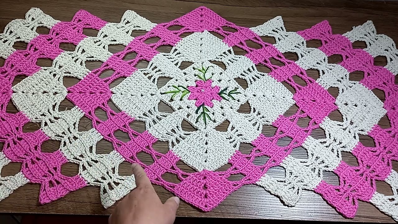 Caminho de Mesa de Crochê Passo a Passo 1/2