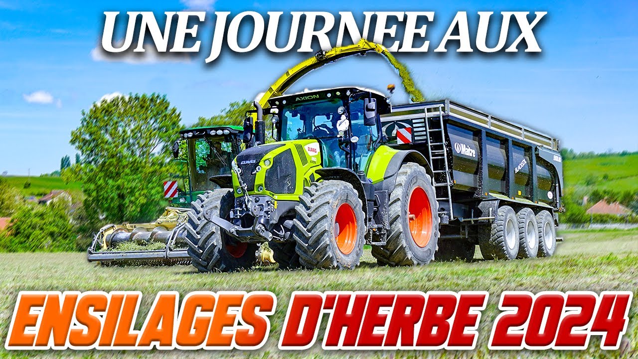 UNE JOURNÉE À L'ENSILAGE D'HERBE 2024 !!! 🤩 Claas Axion 850 et Ensileuse John Deere 7380 !