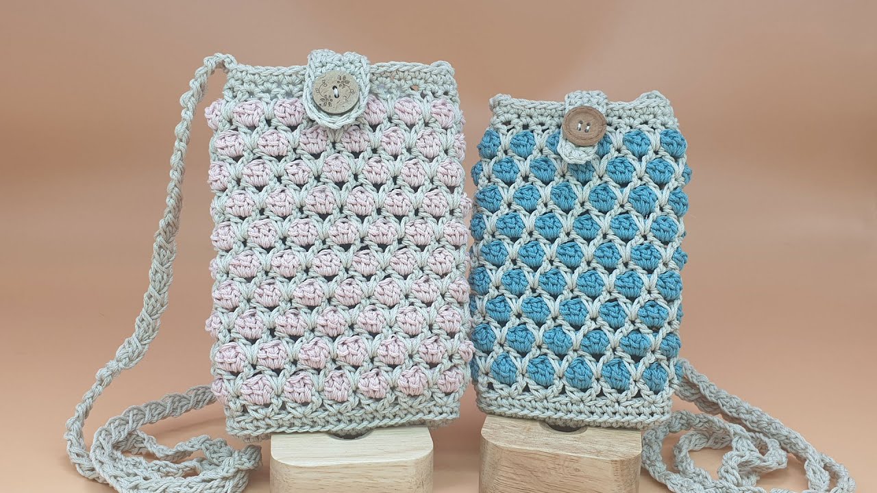 [코바늘뜨개crochet] 핸드폰 가방 파우치뜨기  Cell phone cover crochet