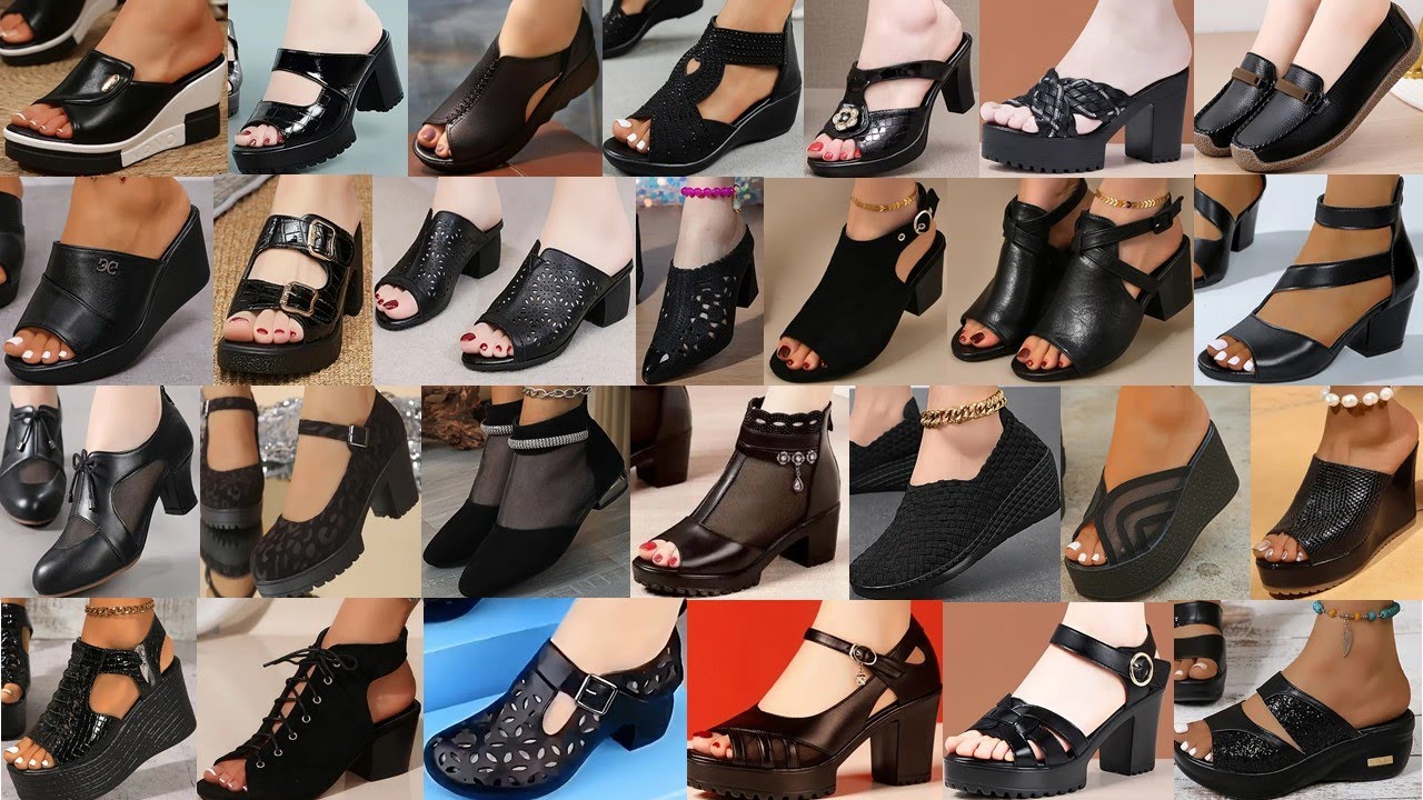 ALL BLACK 2025 HIGH CLASS FOOTWEAR FOR WOMEN||FLAT BLACK SHOES, SANDALS,SLIPPERS, LOW HEELS||#sbleo