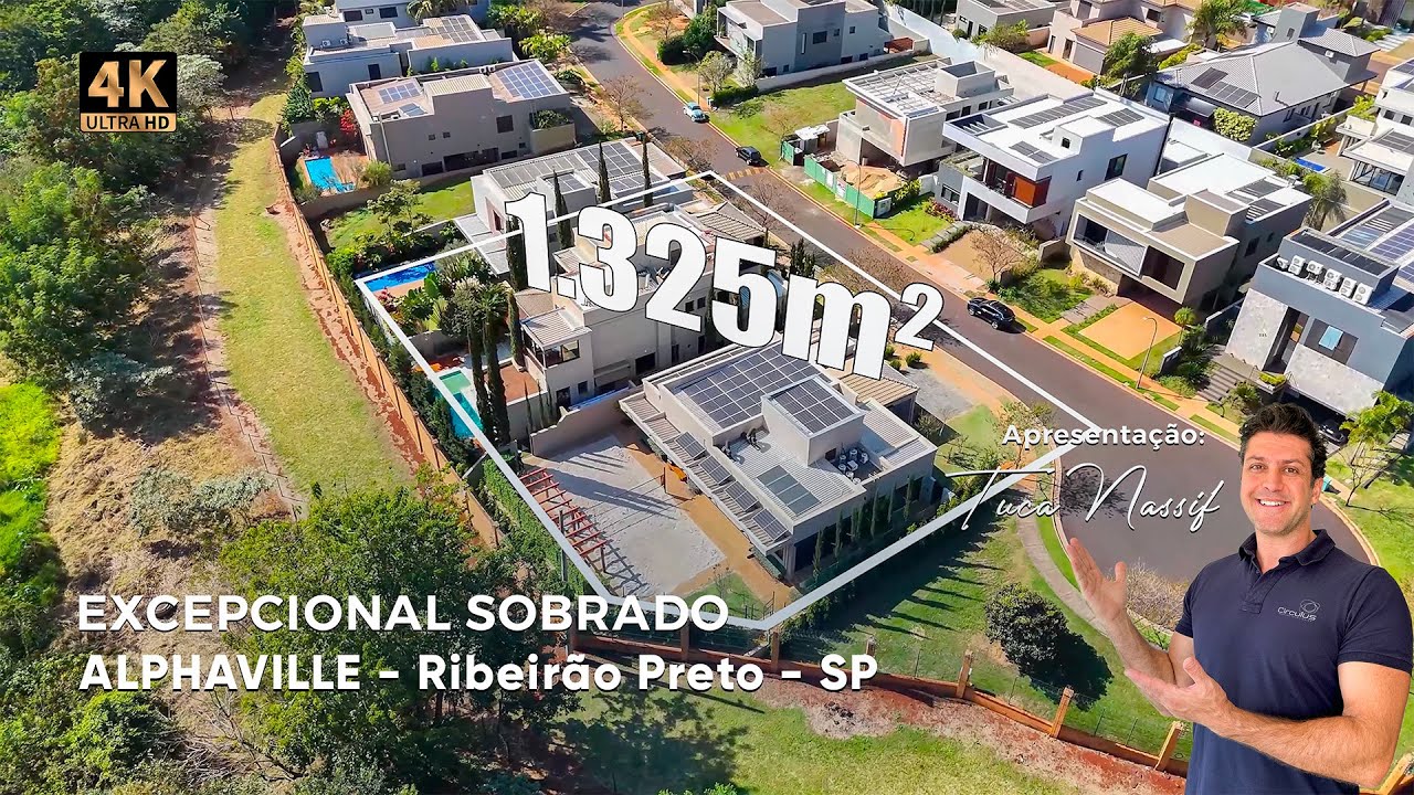 EXCEPCIONAL SOBRADO NO ALPHAVILLE RIBEIRÃO PRETO - SP - 6 SUÍTES - 1.325m² DE TERRENO