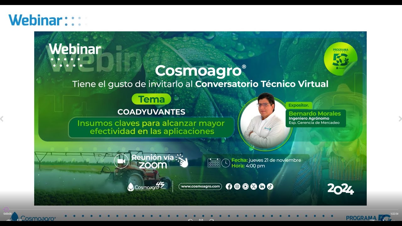 WEBINAR - COADYUVANTES INSUMOS CLAVE PARA ALCANZAR MAYOR EFECTIVIDAD EN LAS APLICACIONES